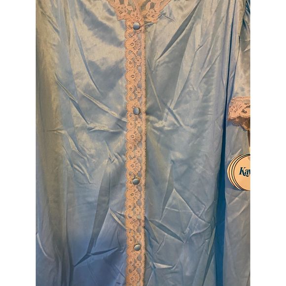 Vintage NWT Kayser Light Blue Pajama Top with Lace Accents Size Large - Picture 8 of 9